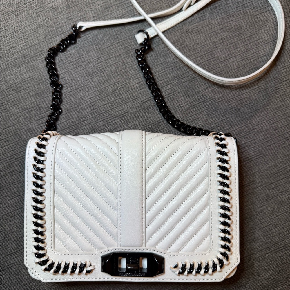 Rebecca Minkoff White Crossbody Bag with Black Chain